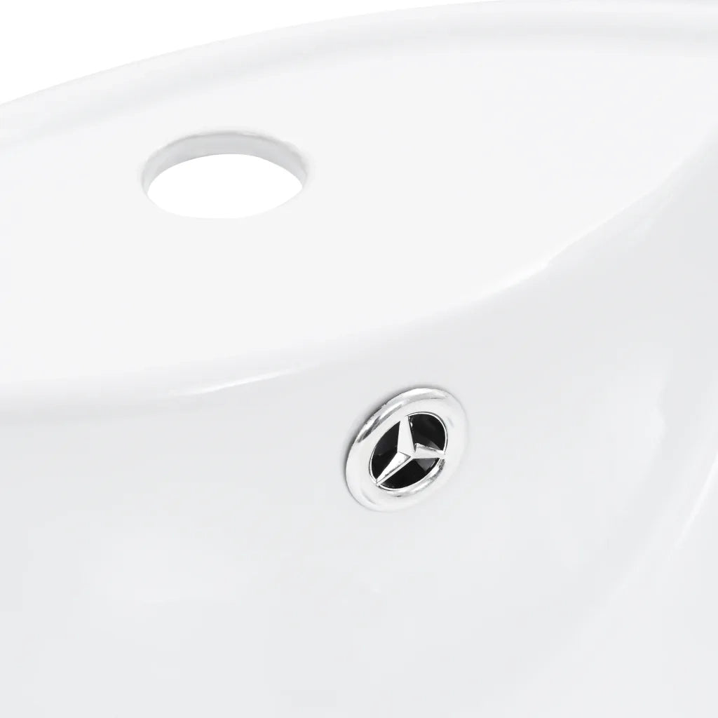 Lavandino con Troppopieno 46,5x18 cm in Ceramica Bianco 143903