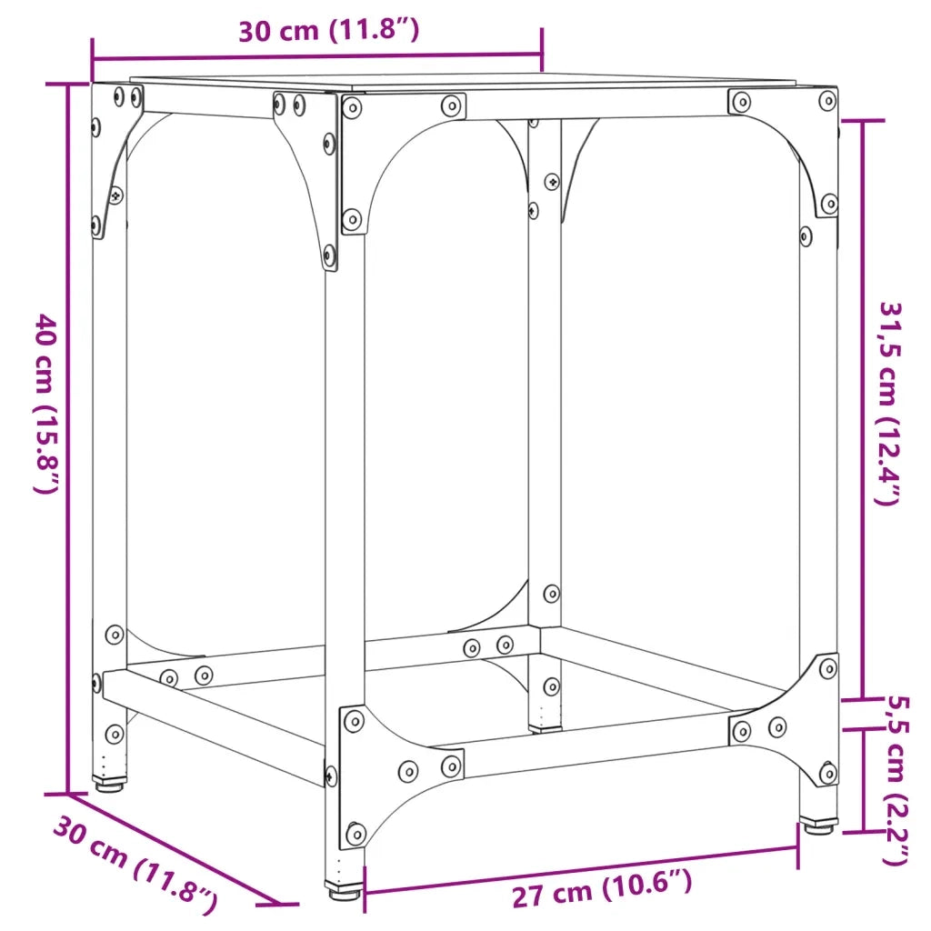 vidaXL Tavolini con Piano in Vetro Trasparente 2 pz 30x30x40cm Acciaio