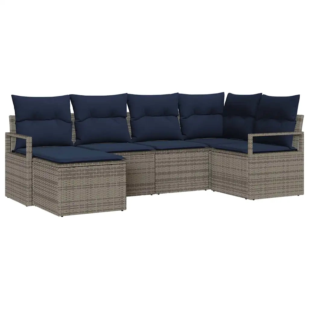 Set di divani con cuscino 6 pcs Grigio polyrattan