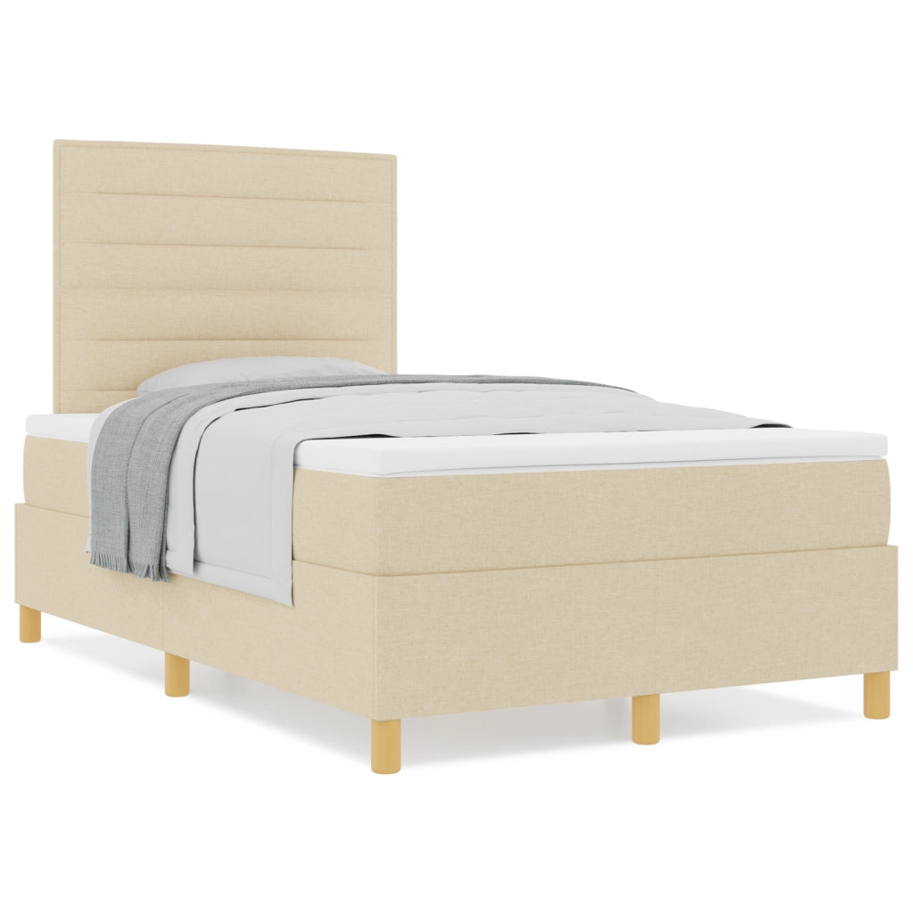 Letto Box Spring con materasso in panna - piccolo matrimoniale in tessuto