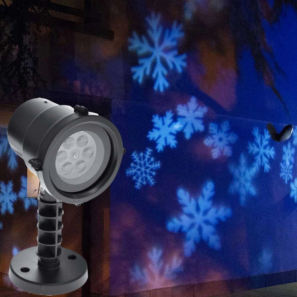 Trade Shop - Proiettore Laser Led Rgb Natale Esterno Giochi Luce Fiocchi Di Neve Bianco -