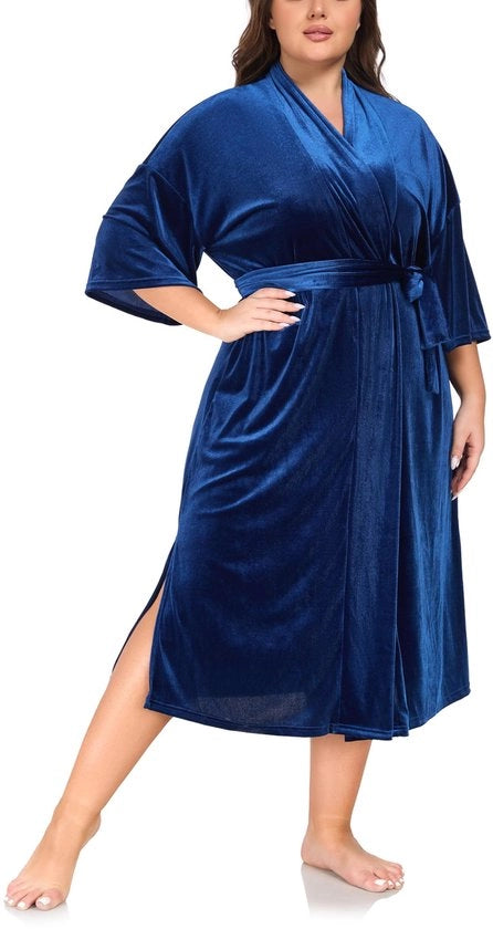 Camicia da bagno per donne plus size in tessuto spesso e flanella, lunga, leggera e soffice.