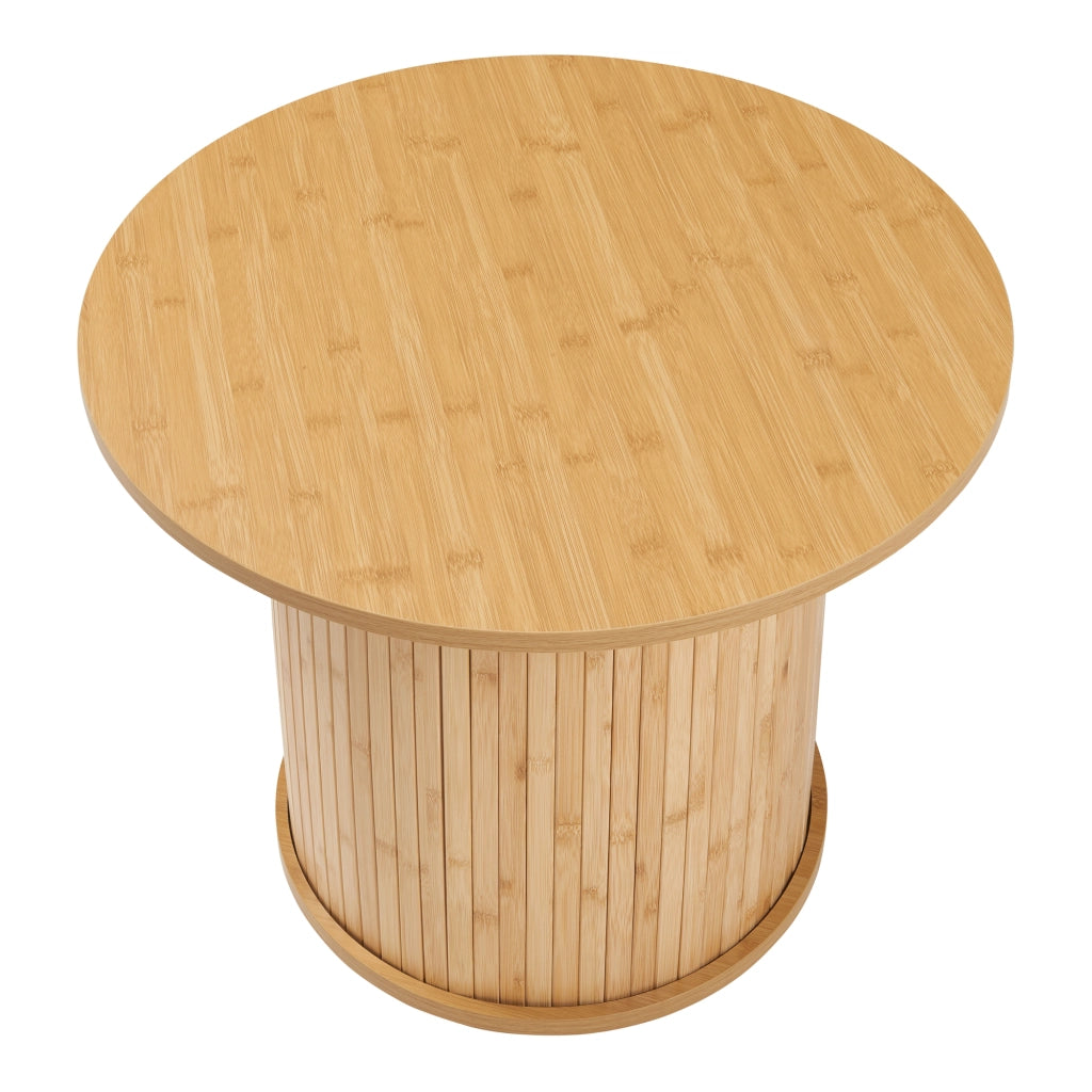 Tavolino da Caffè Rotondo Ledepid 45xØ60 cm con Piano Sporgente  - Naturale [en.casa]