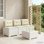 Divano da esterno-Divano da Giardino 3 posti con cuscini in look rattan PP Bianco 963491