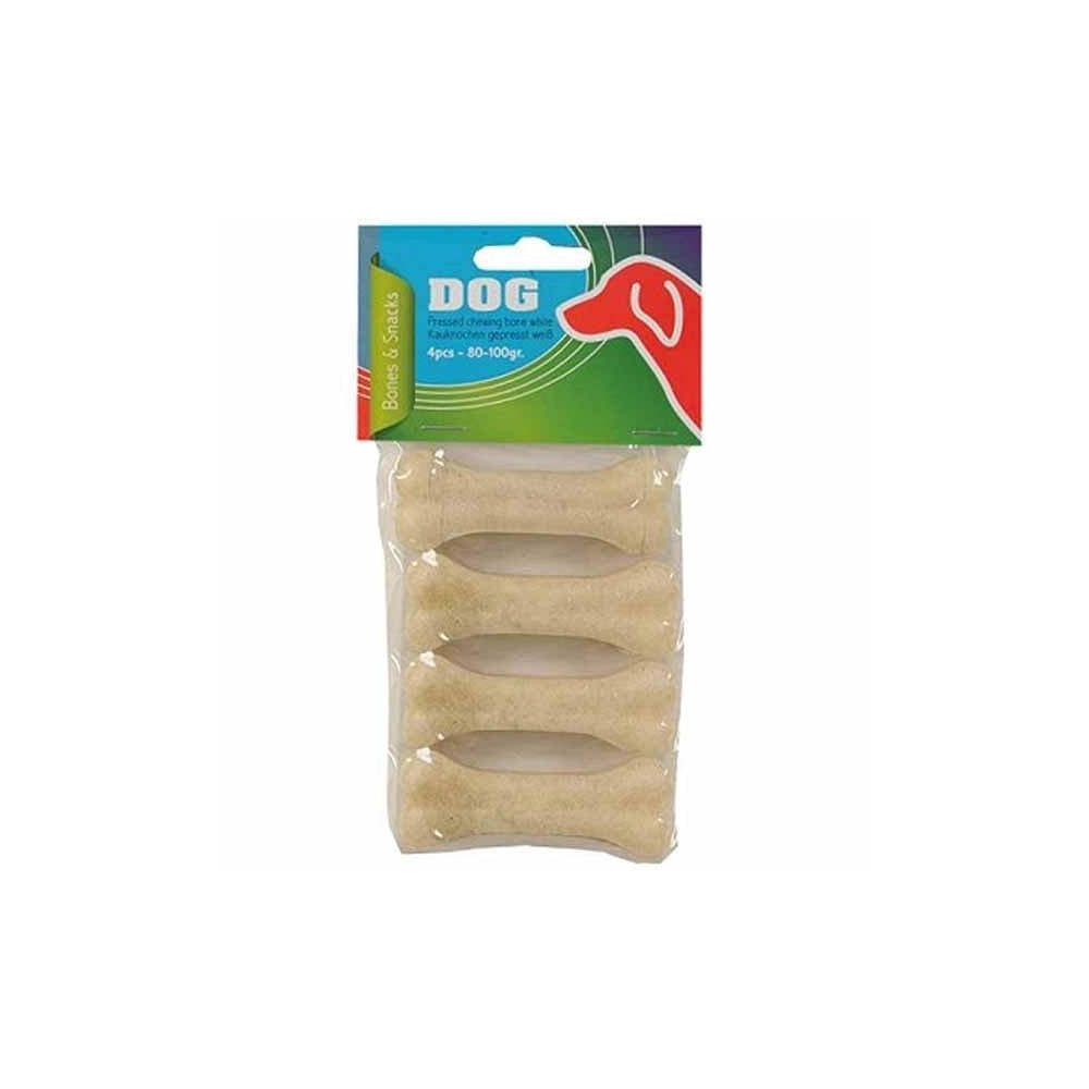 Trade Shop - Ossa Per Cani Spuntino Snack Per Cane 4 Pezzi Osso Da Masticare 80-100 Gr 13cm -