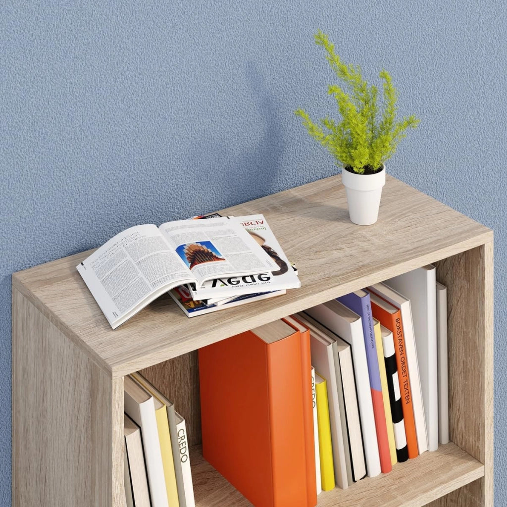 ® Libreria Scaffale Vela 77cm 2 Ripiani Mobile Archiviazione Documenti Marrone Rovere