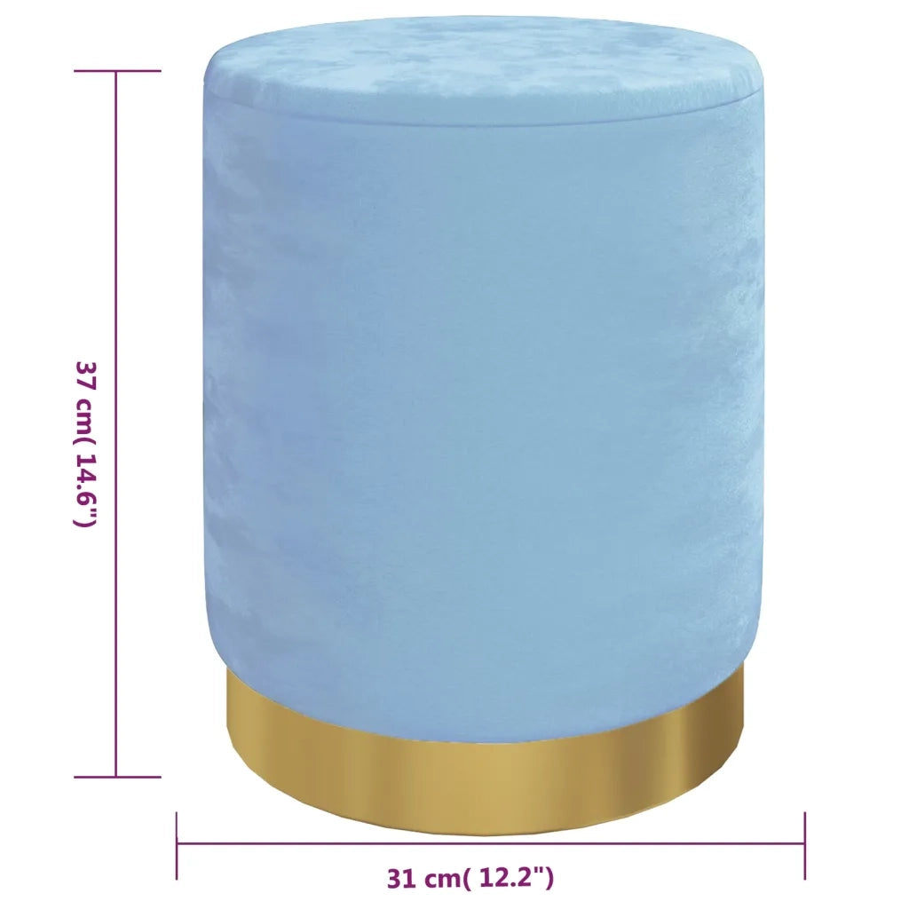 Sgabello Rotondo con Contenitore Azzurro in Velluto cod mxl 43076