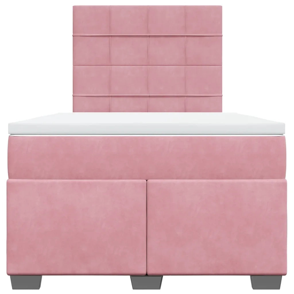 Giroletto a Molle con Materasso Rosa 120x190 cm in Velluto