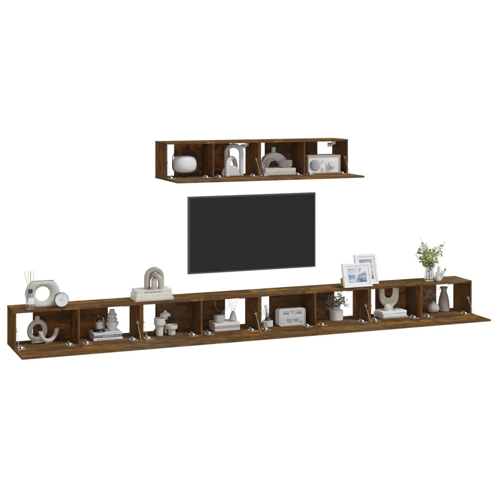 Set di Mobili Porta TV 6 pz Rovere Fumo in Legno Multistrato 3114611