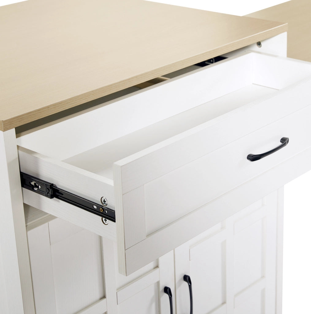 Tavolo bar allungabile con contenitore in MDF bianco, 133-202 cm