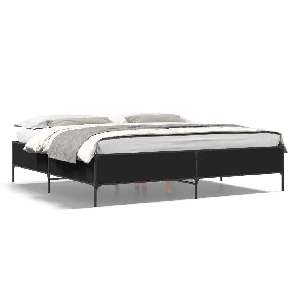Giroletto Nero 200x200 cm in Legno Multistrato e Metallo 3279777