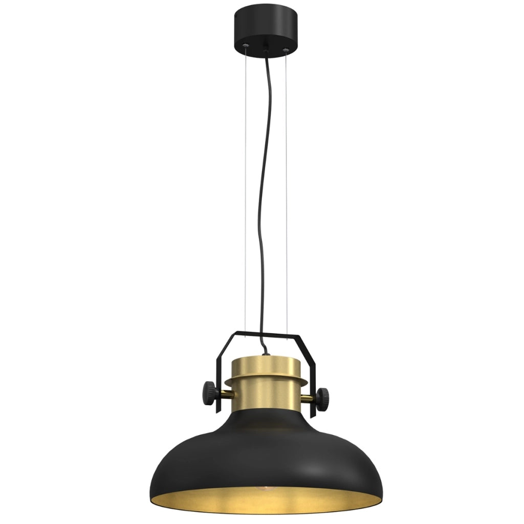 Lampada a sospensione industriale nero-oro Helsing E27 Luminex