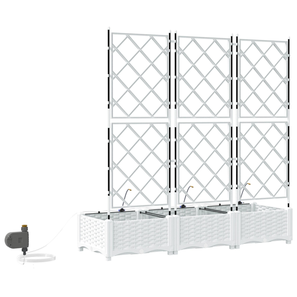 Fioriere  con sistema di irrigazione 3 pezzi Bianco