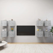 Armadietti a Parete per TV 8 pz Grigio Cemento 30,5x30x30 cm cod mxl 59802