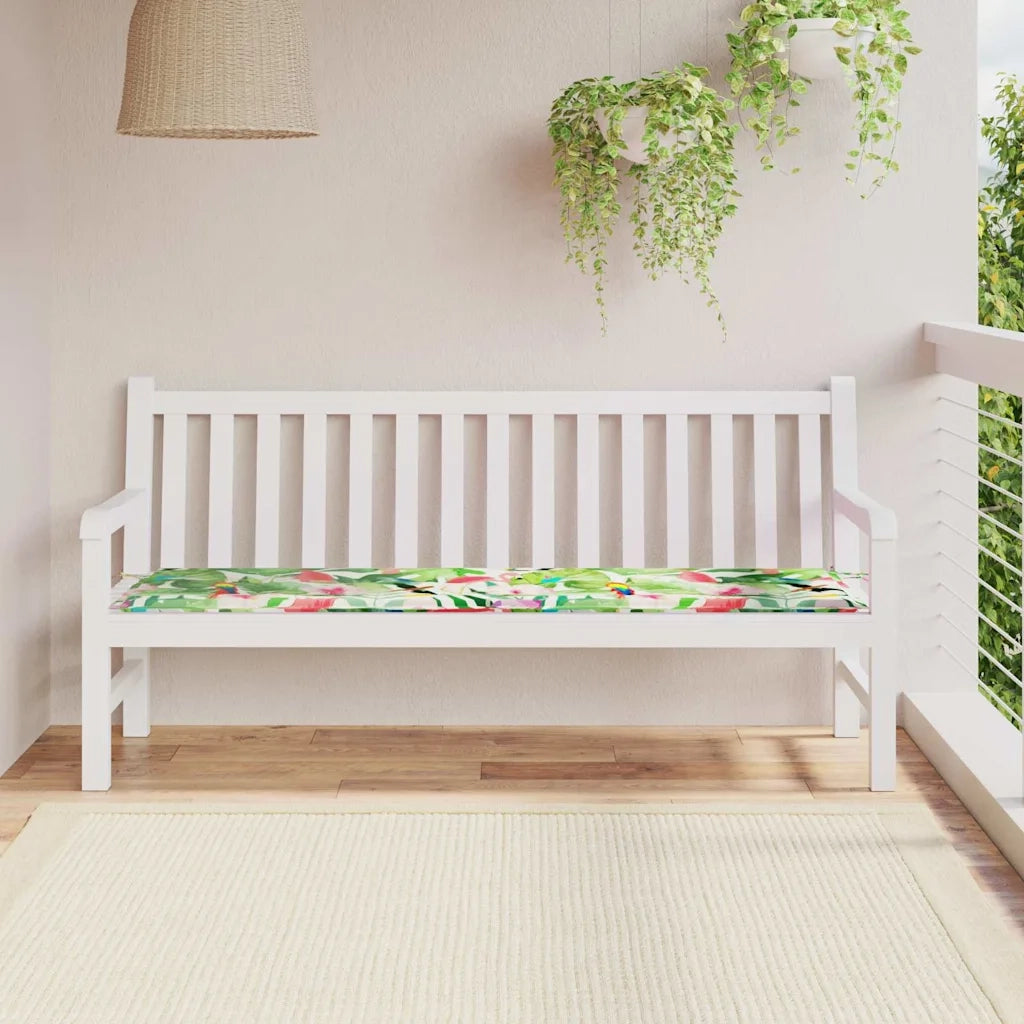 vidaXL Cuscino per Panchina da Giardino Verde e rosa 180 x 50 x 4 cm