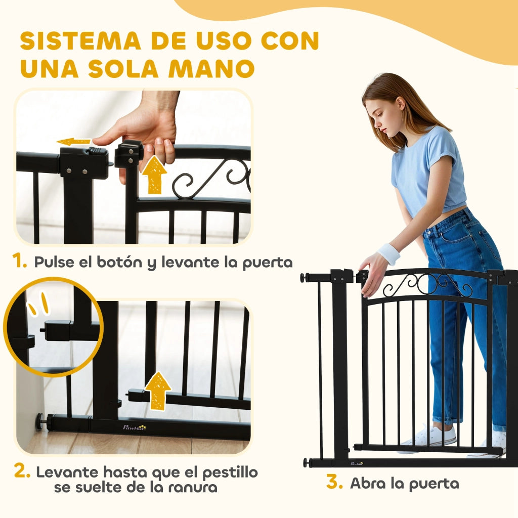 Porta per Cani Regolabile ¨C zephmum ¨C Nero 76-104 cm con 2 Estensioni