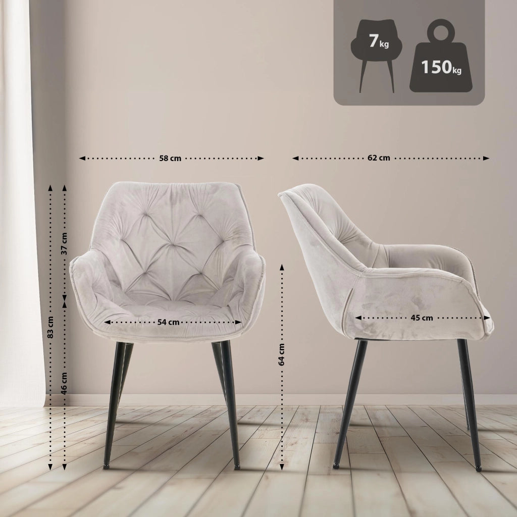 2er Set Stuhl Tanna Samt