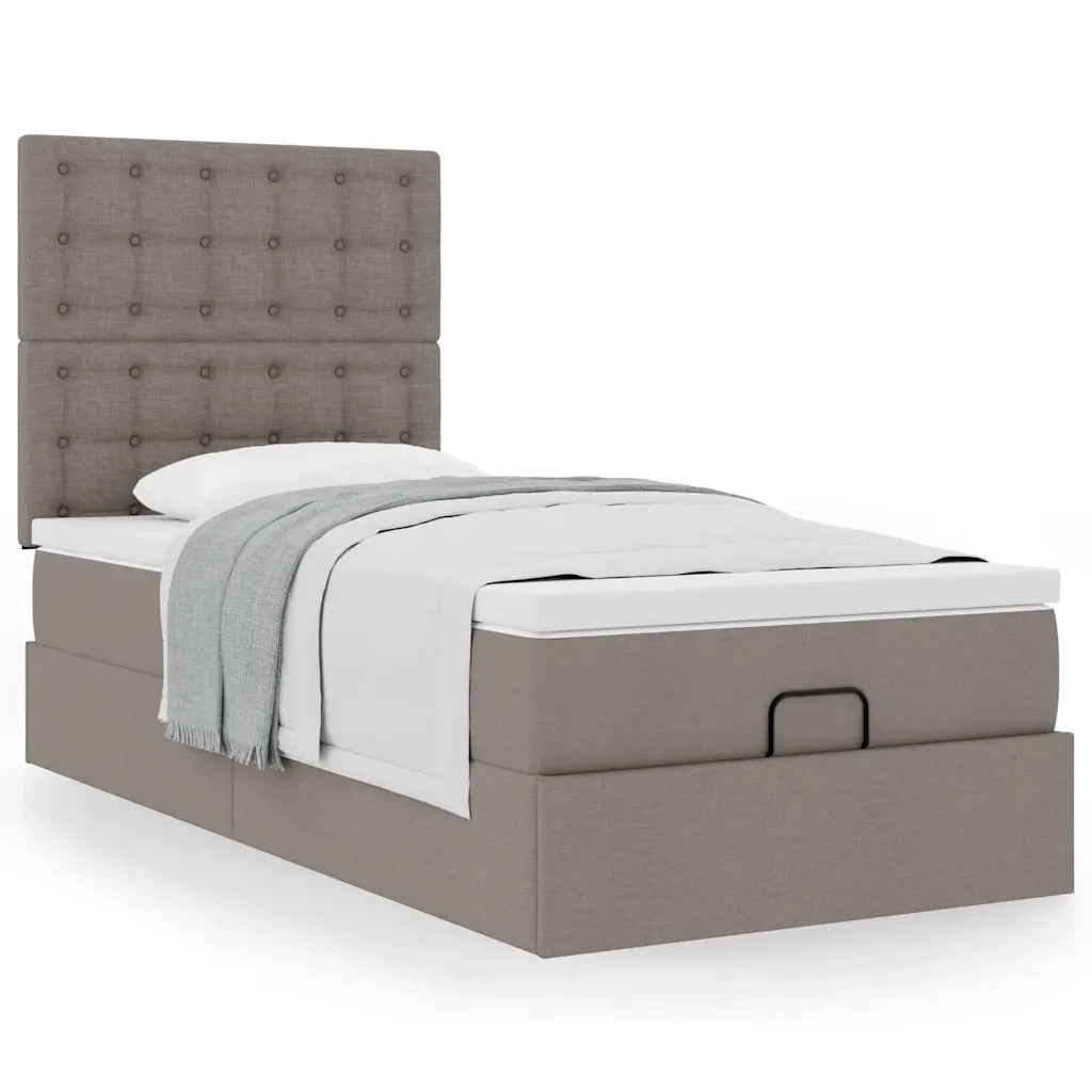 Struttura Letto Pouf con Materasso Tortora 90x190 cm in Tessuto 3313289