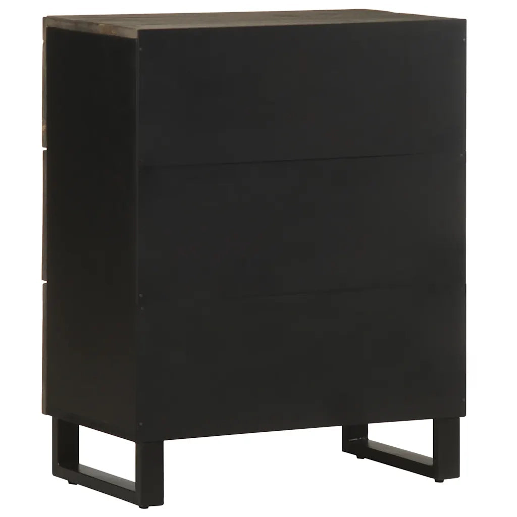 Credenze 2 pz Nere 60x33x75 cm in Legno Massello di Mango 3309998