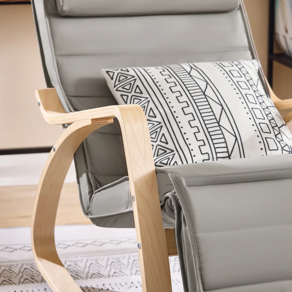 Sedia A Dondolo Poltrona Relax Poltroncina Poggia Gambe Regolabile Grigio FST16-DG