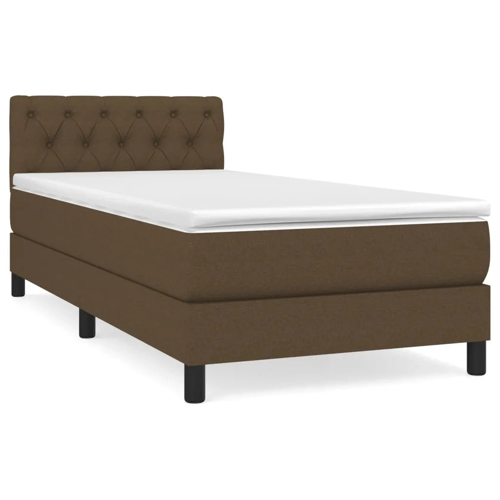 Giroletto a Molle con Materasso-Struttura Letto Marrone Scuro 80x200 cm Tessuto 681096