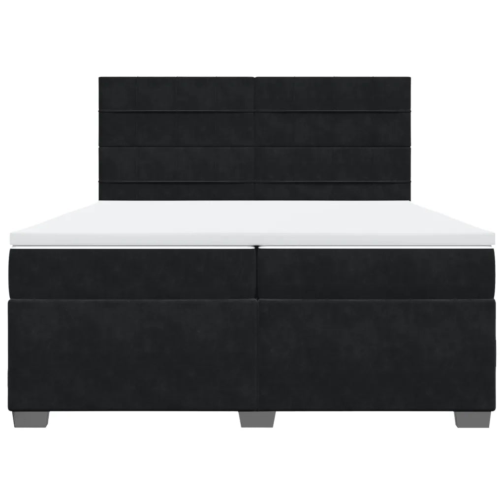 Giroletto a Molle con Materasso Nero 200x200 cm in Velluto