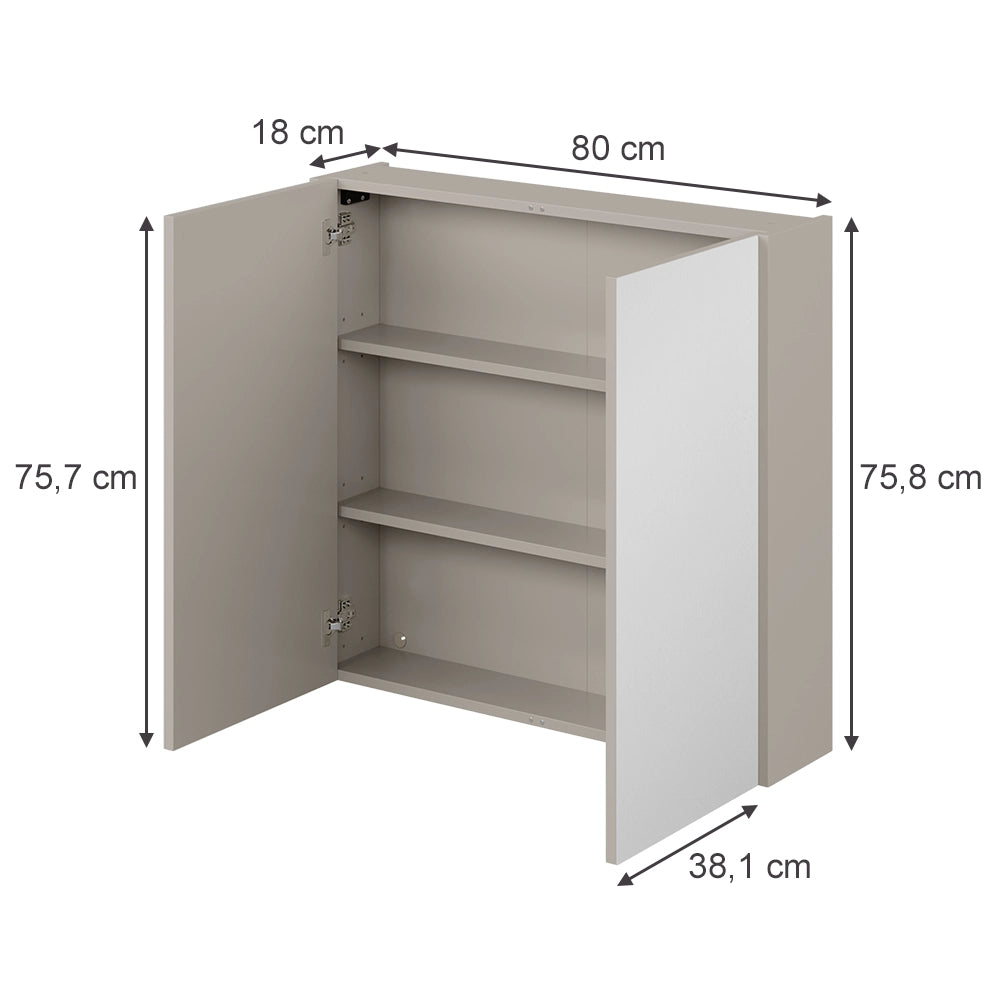 Vicco Specchio contenitore bagno Cachemire 80 x 75.8 cm con 2 porte a specchio