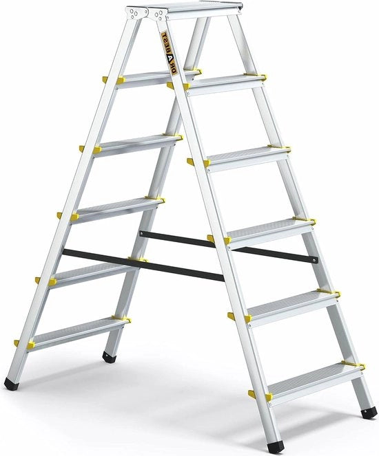 Scala Portatile in Alluminio Leggera Serie Pro 2x6 Travi 150kg di Capacità di Carico - Scala Multifunzionale Ripiegabile 48 x 133 x 16cm