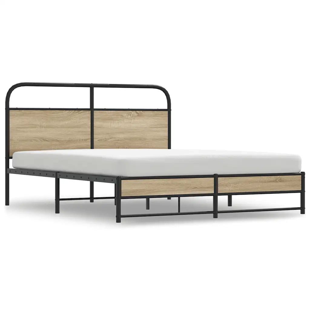 Giroletto senza Materasso in Metallo-Struttura Letto Rovere Fumo 160x200 cm 874164