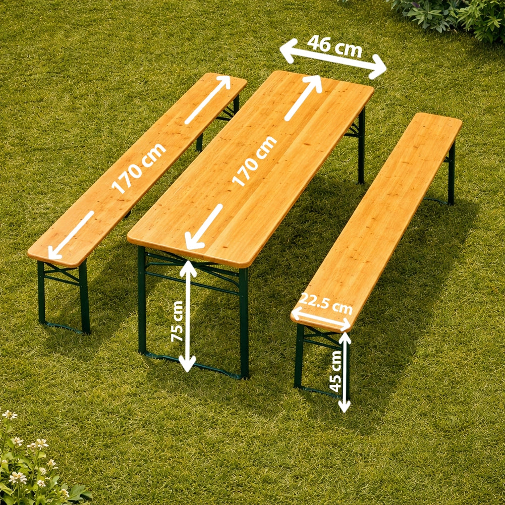 Set Birreria con 2 Panche e Tavolo Pieghevole Seduta Ergonomica e Salvaspazio