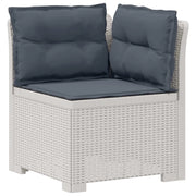Divano da giardino 4 posti con cuscini aspetto rattan PP Bianco 3443953