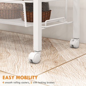 Carrello da Cucina 3 Livelli 58x18,5x87 cm in Truciolato e Acciaio Bianco