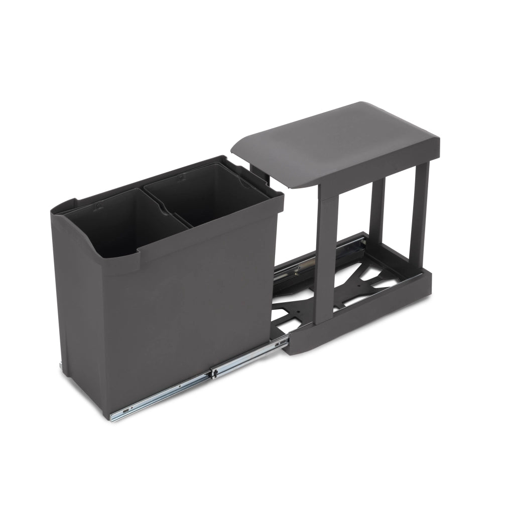 Pattumiere per raccolta differenziata per cucina, 2 x 14L, fissaggio inferiore, estrazione automatica