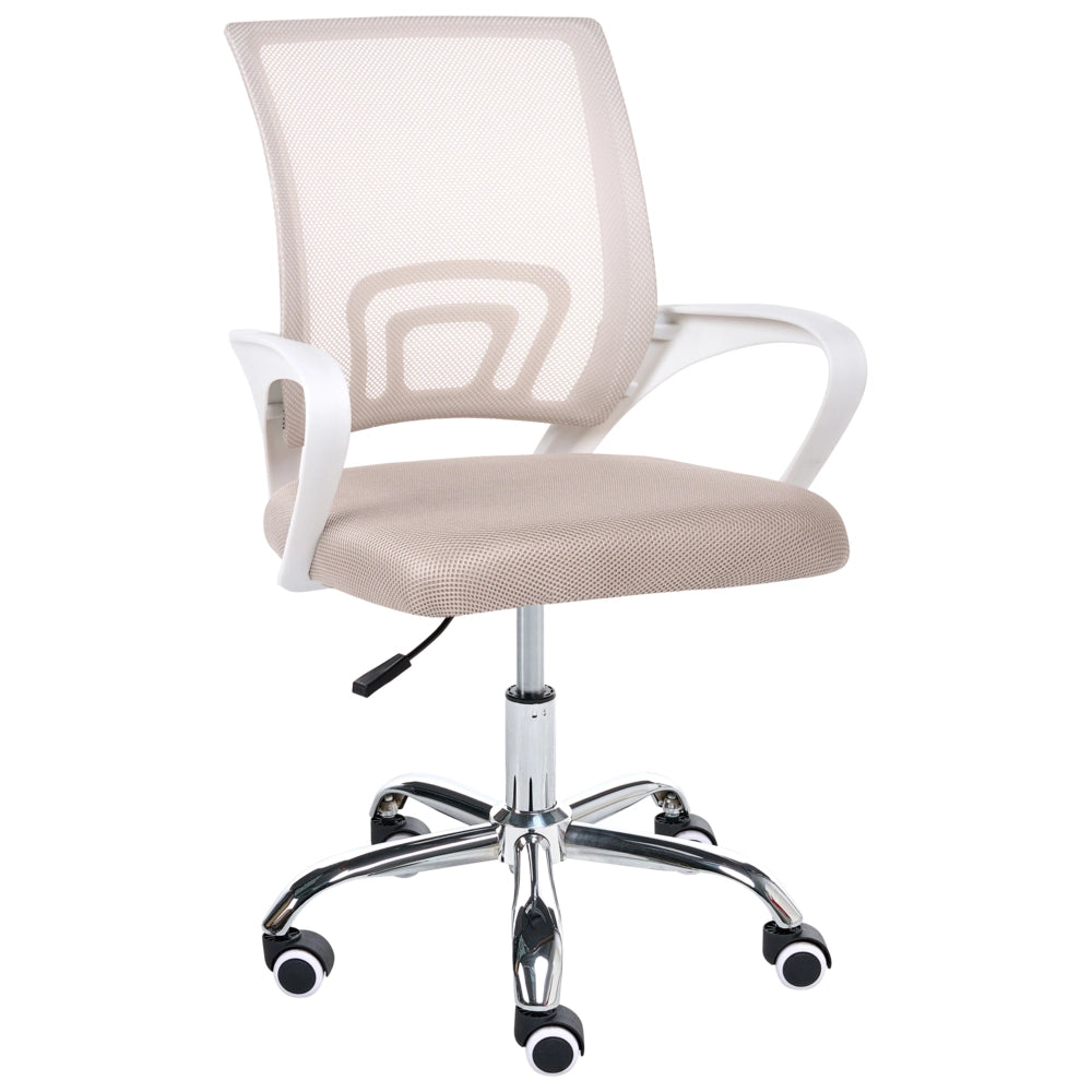 Sedia girevole da ufficio con schienale reclinabile regolabile in altezza beige moderna ufficio in casa
