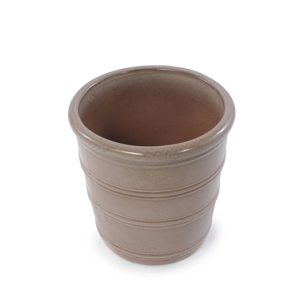 VASO IN CERAMICA 40,5 cm Taupe lucido per piante da interno e giardino