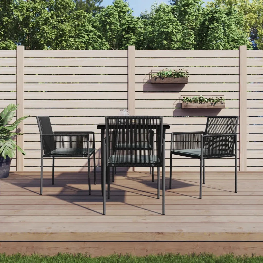 Set Pranzo Giardino 5 pz con Cuscini Polyrattan e Acciaio Nerocod mxl 100607