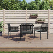Set Pranzo Giardino 5 pz con Cuscini Polyrattan e Acciaio Nerocod mxl 100607