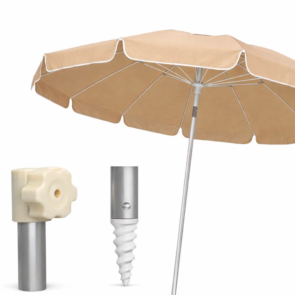 Ombrellone Mare Spiaggia 200 cm 12 Stecche Antivento Alluminio UV50+ Inclinabile Custodia