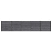 Pannello di Recinzione 5 pcs WPC e Alluminio Grigio