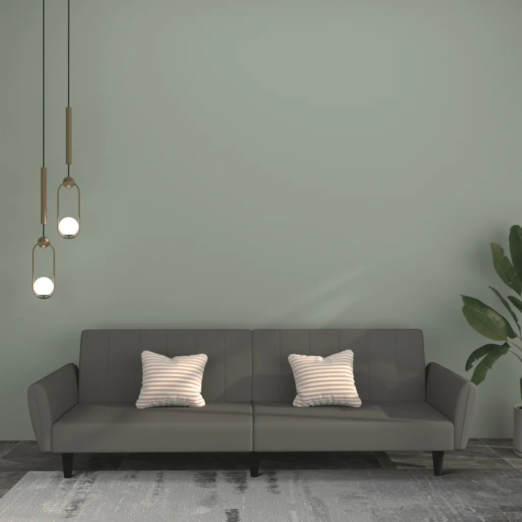 Divano Letto a 2 Posti Grigio Scuro in Velluto 375859
