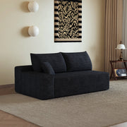 Divano modulare a due posti con chaise longue reversibile in tessuto nero