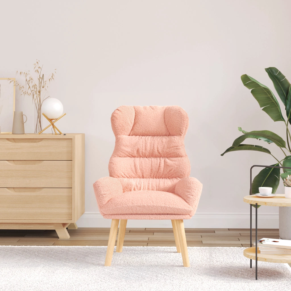 Poltrona Rilassante  in Tessuto Simil Manto Curly Rosa