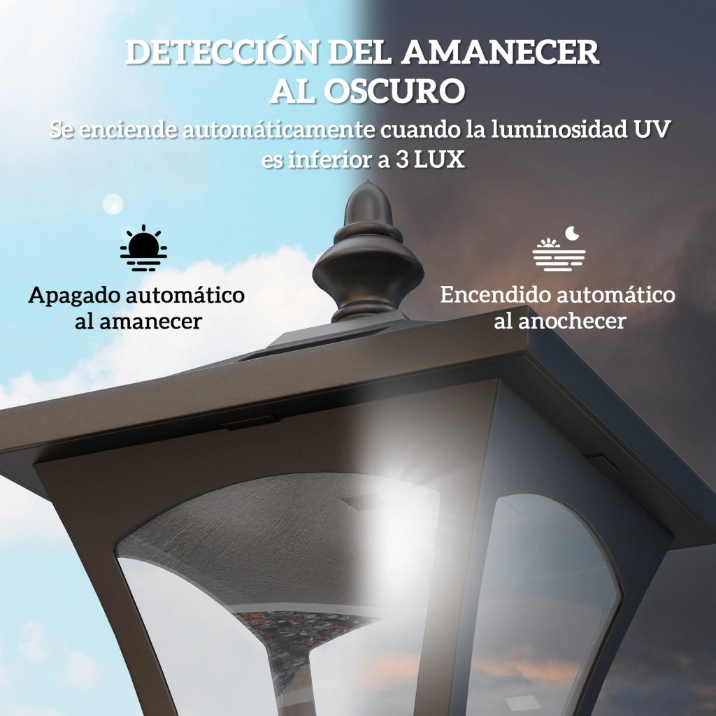 Lampada da Giardino Solare a Palo con Spegnimento Automatico IP44 ¨C zephmum ¨C 15x15x120 cm Nero