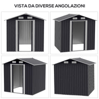 Casetta Box da Giardino Porta Utensili 200x150x190 cm in Acciaio Zincato Nero