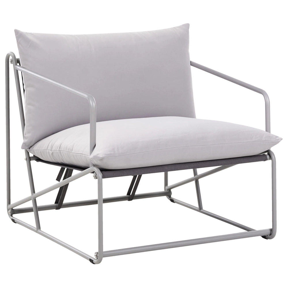 Set divano e poltrona bassi oversize in metallo con cuscini schienale e seduta Arredamento da interno ed esterno Giardino grigio