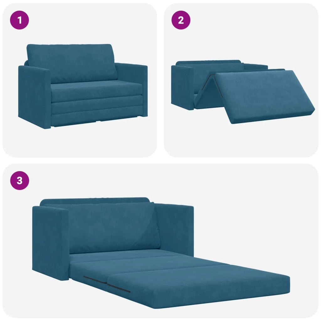 Divano letto | Sof¨¤ letto | Letto singolo Blu 124 x 71 x 78 cm Velluto