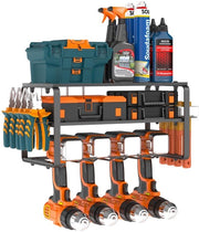 Magazzino attrezzi a muro, stante attrezzi per 4 elettroutensili, 3 livelli percussori attrezzi con regolatore di velocità e 4 supporti per viti con 4 supporti per trapani per garage e officina