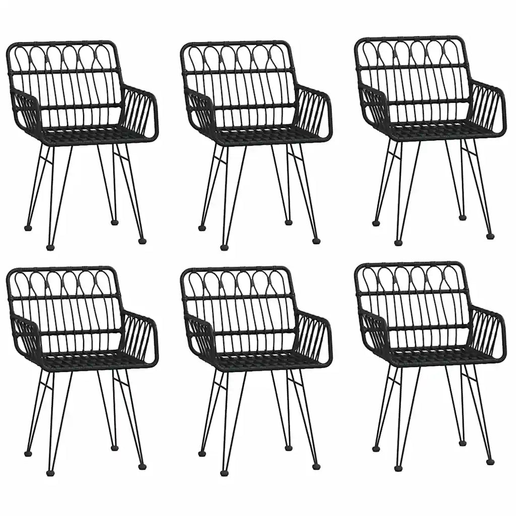 Set da Pranzo da Giardino 7 pz Nero in Polyrattan 3157870