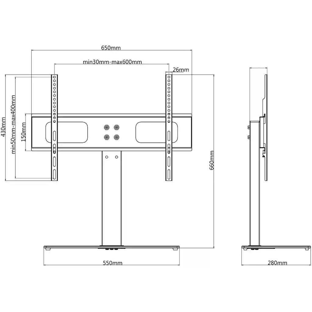 Piedistallo TV-Supporto per TV per Schermo 37" - 55" Max VESA 600x400 mm 40kg