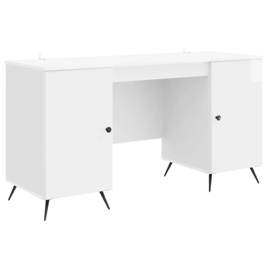 Scrivania Bianco Lucido 142,5 x 50 x 75 cm Legno ingegnerizzato